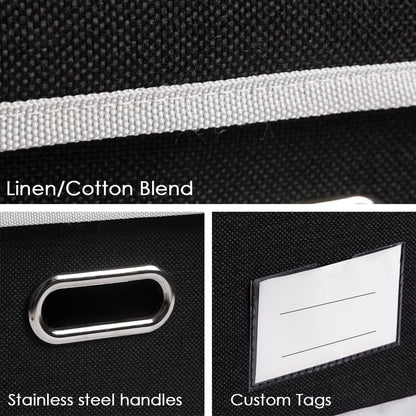 Large Foldable Storage Box with Lid [1-Pack] Fabric Collapsible Storage Bin Organizer Container Basket Cube with Cover for Home Bedroom Closet Office Nursery Black (17.7X11.8X11.8)