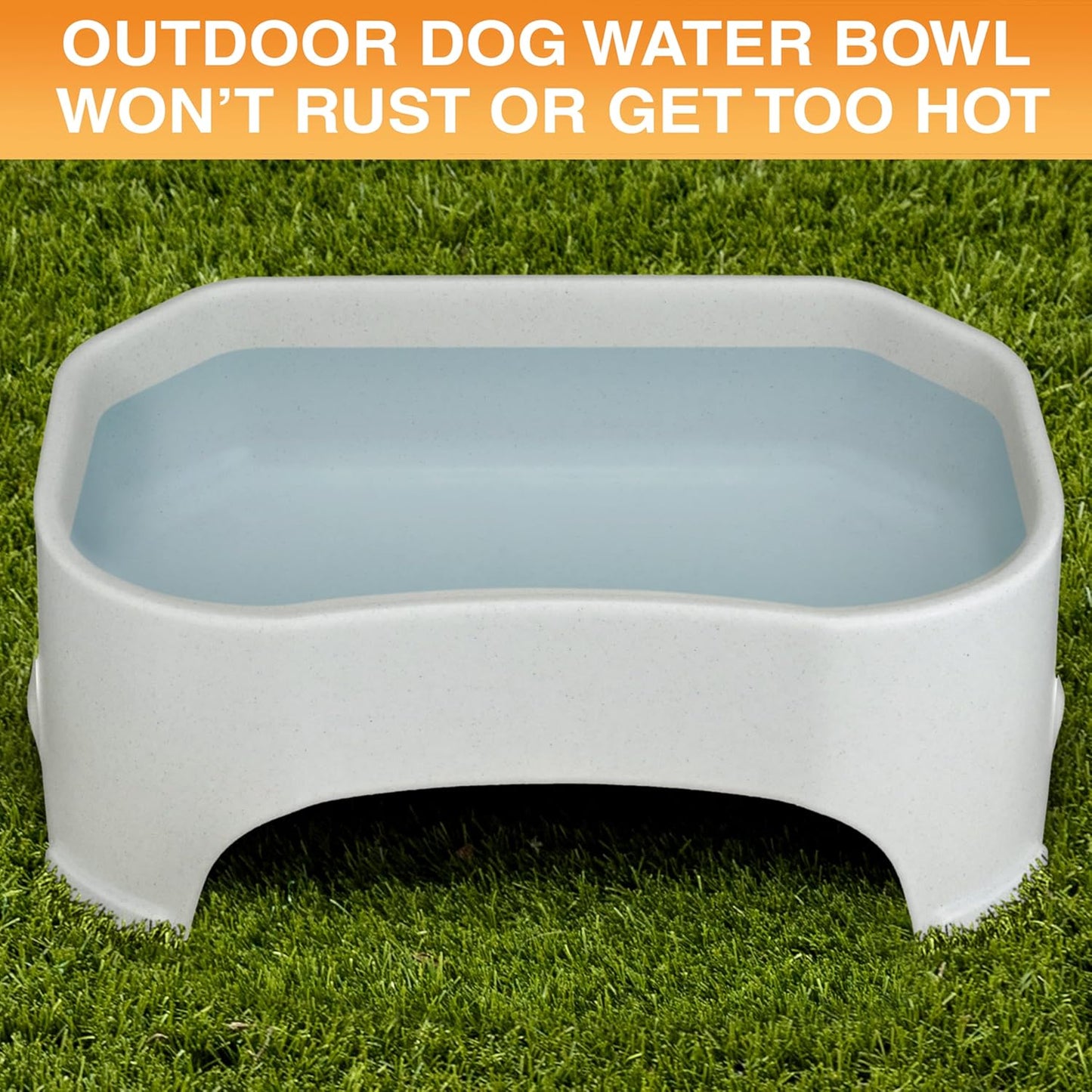 Extra Large Water Bowl for Dogs, Outdoor Dog Water Bowl (2.25 Gallon Extra-Large Capacity), Big Trough Style Food Dish for Indoors or Outside, No Spill Large Dog Bowls, Vanilla Bean