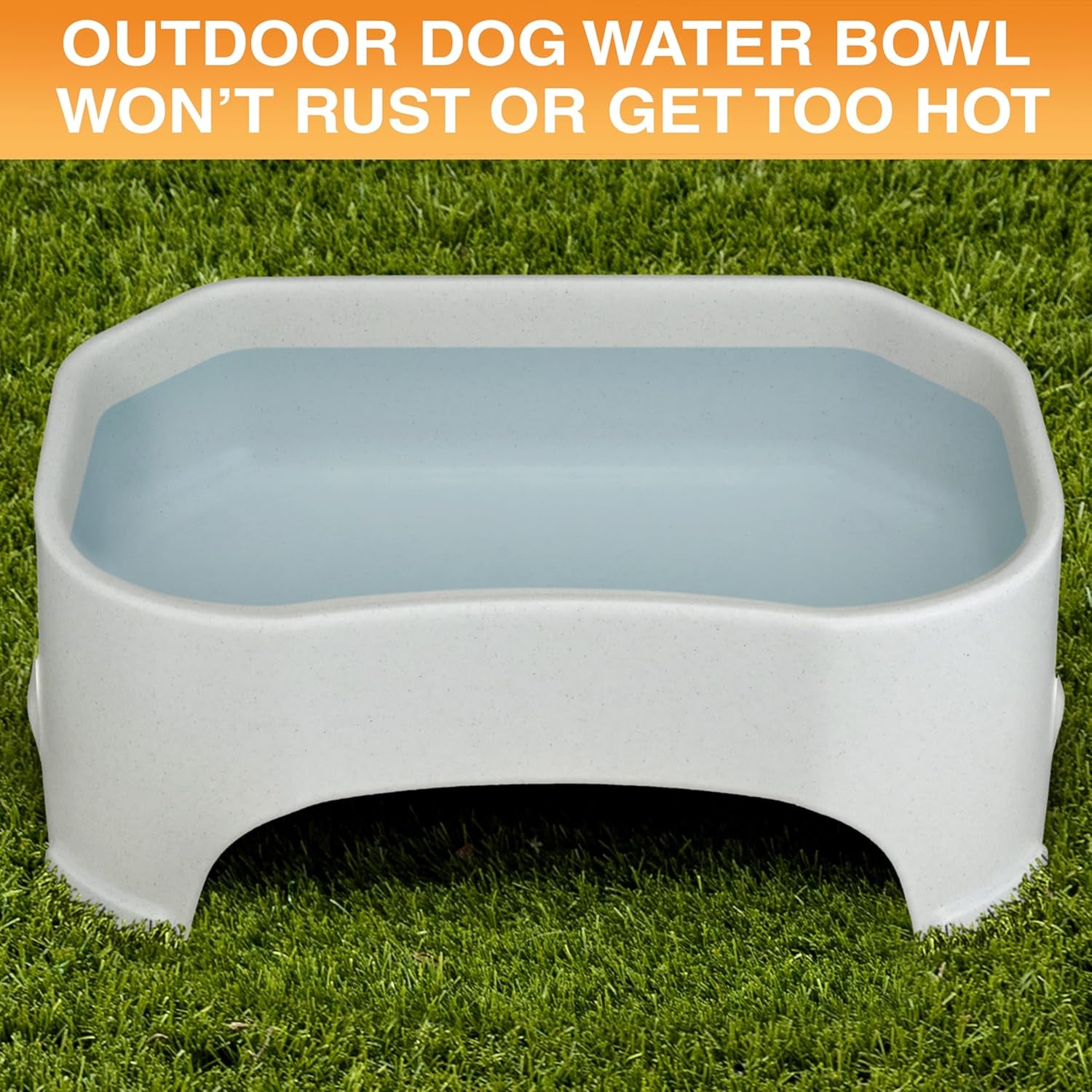 Extra Large Water Bowl for Dogs, Outdoor Dog Water Bowl (2.25 Gallon Extra-Large Capacity), Big Trough Style Food Dish for Indoors or Outside, No Spill Large Dog Bowls, Vanilla Bean