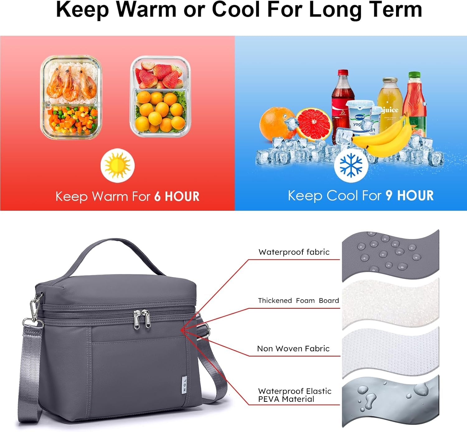 Insulated Lunch Bags for Women Cooler Bag Lightweight Nylon Waterproof Lunch Box for Work