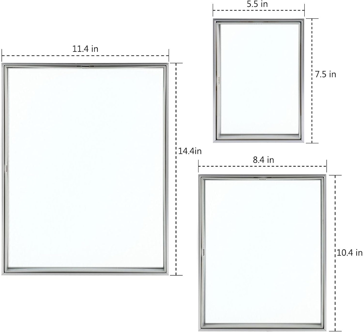 Silver Floating Picture Frame for 11X14, 2-8X10, 4-5X7 Photos, Metal, Modern or Contemporary, Wall Mount