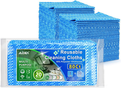 Cleaning Wipes, Multi-Purpose Towel and Reusable Cleaning Cloths 80Ct(1 Pack), Domestic Wipes for Kitchen and Office (12''X24'')