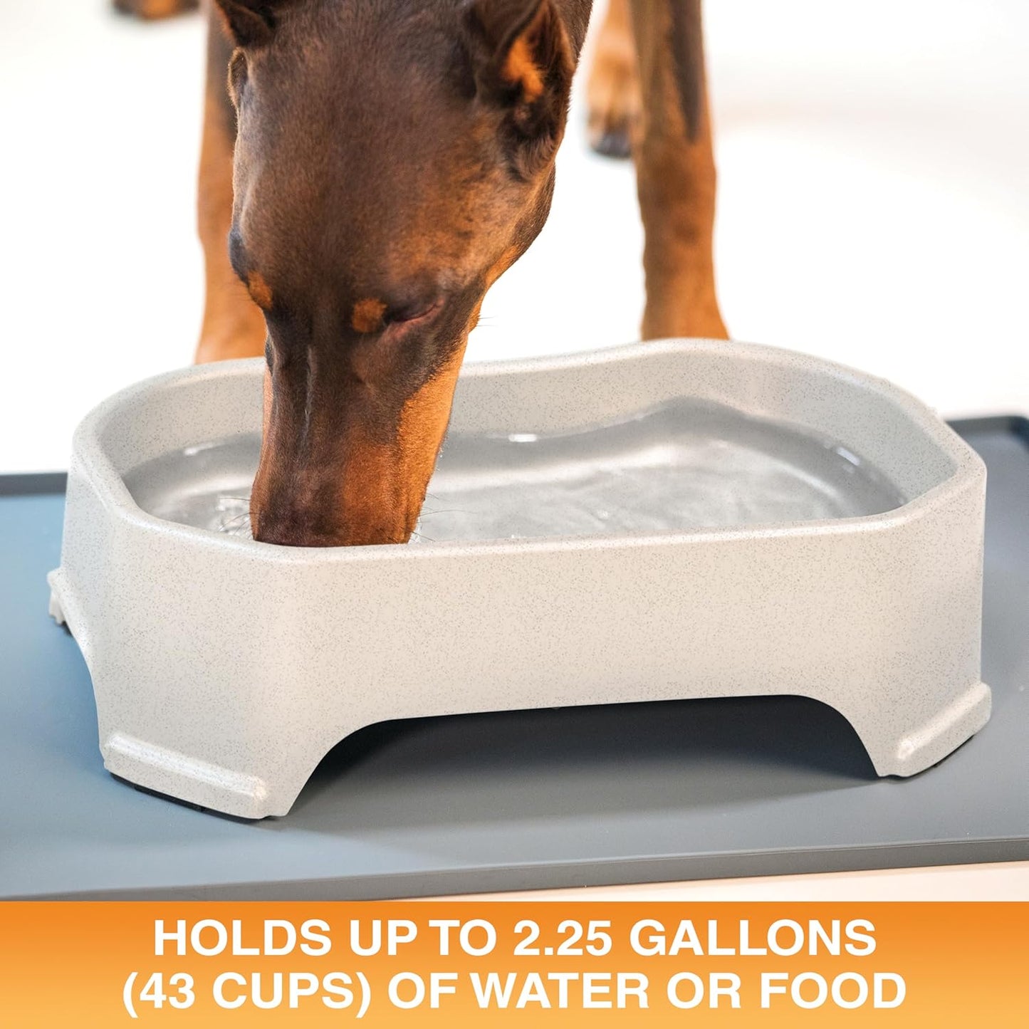 Extra Large Water Bowl for Dogs, Outdoor Dog Water Bowl (2.25 Gallon Extra-Large Capacity), Big Trough Style Food Dish for Indoors or Outside, No Spill Large Dog Bowls, Vanilla Bean