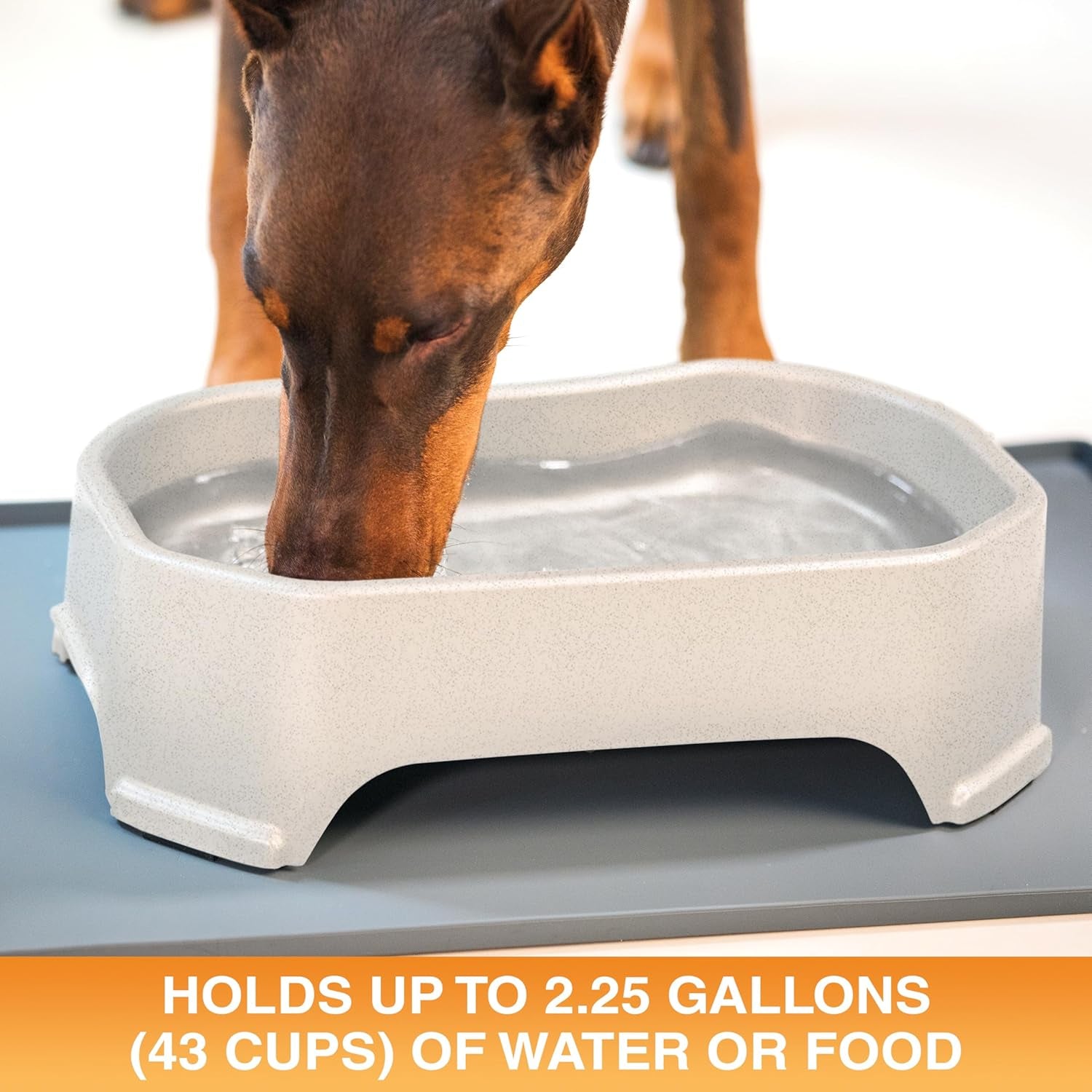 Extra Large Water Bowl for Dogs, Outdoor Dog Water Bowl (2.25 Gallon Extra-Large Capacity), Big Trough Style Food Dish for Indoors or Outside, No Spill Large Dog Bowls, Vanilla Bean
