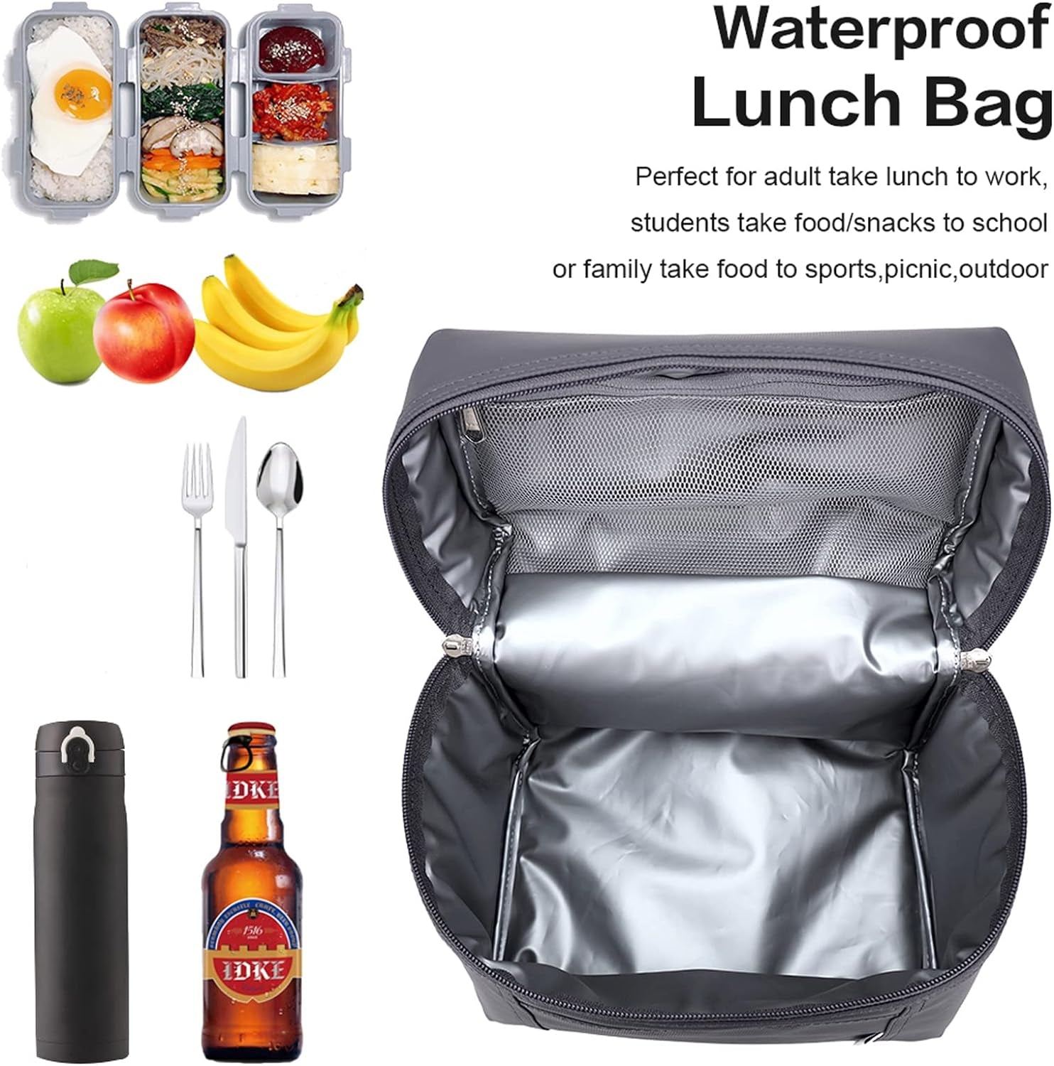 Insulated Lunch Bags for Women Cooler Bag Lightweight Nylon Waterproof Lunch Box for Work