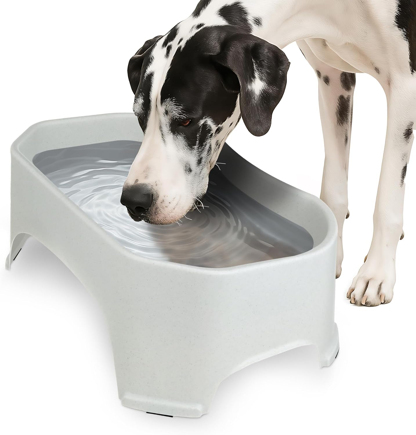 Extra Large Water Bowl for Dogs, Outdoor Dog Water Bowl (2.25 Gallon Extra-Large Capacity), Big Trough Style Food Dish for Indoors or Outside, No Spill Large Dog Bowls, Vanilla Bean