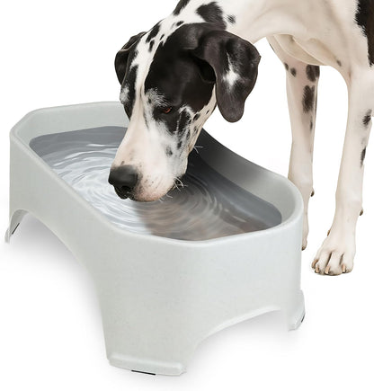 Extra Large Water Bowl for Dogs, Outdoor Dog Water Bowl (2.25 Gallon Extra-Large Capacity), Big Trough Style Food Dish for Indoors or Outside, No Spill Large Dog Bowls, Vanilla Bean
