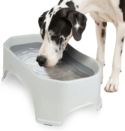 Extra Large Water Bowl for Dogs, Outdoor Dog Water Bowl (2.25 Gallon Extra-Large Capacity), Big Trough Style Food Dish for Indoors or Outside, No Spill Large Dog Bowls, Vanilla Bean