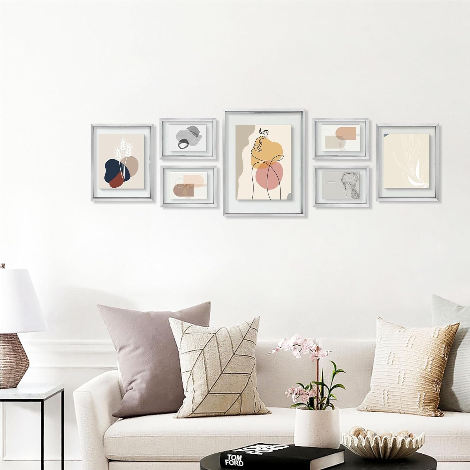 Silver Floating Picture Frame for 11X14, 2-8X10, 4-5X7 Photos, Metal, Modern or Contemporary, Wall Mount
