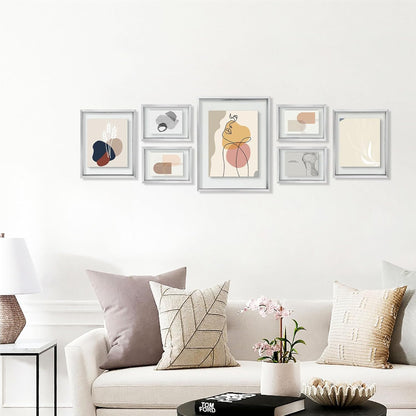 Silver Floating Picture Frame for 11X14, 2-8X10, 4-5X7 Photos, Metal, Modern or Contemporary, Wall Mount