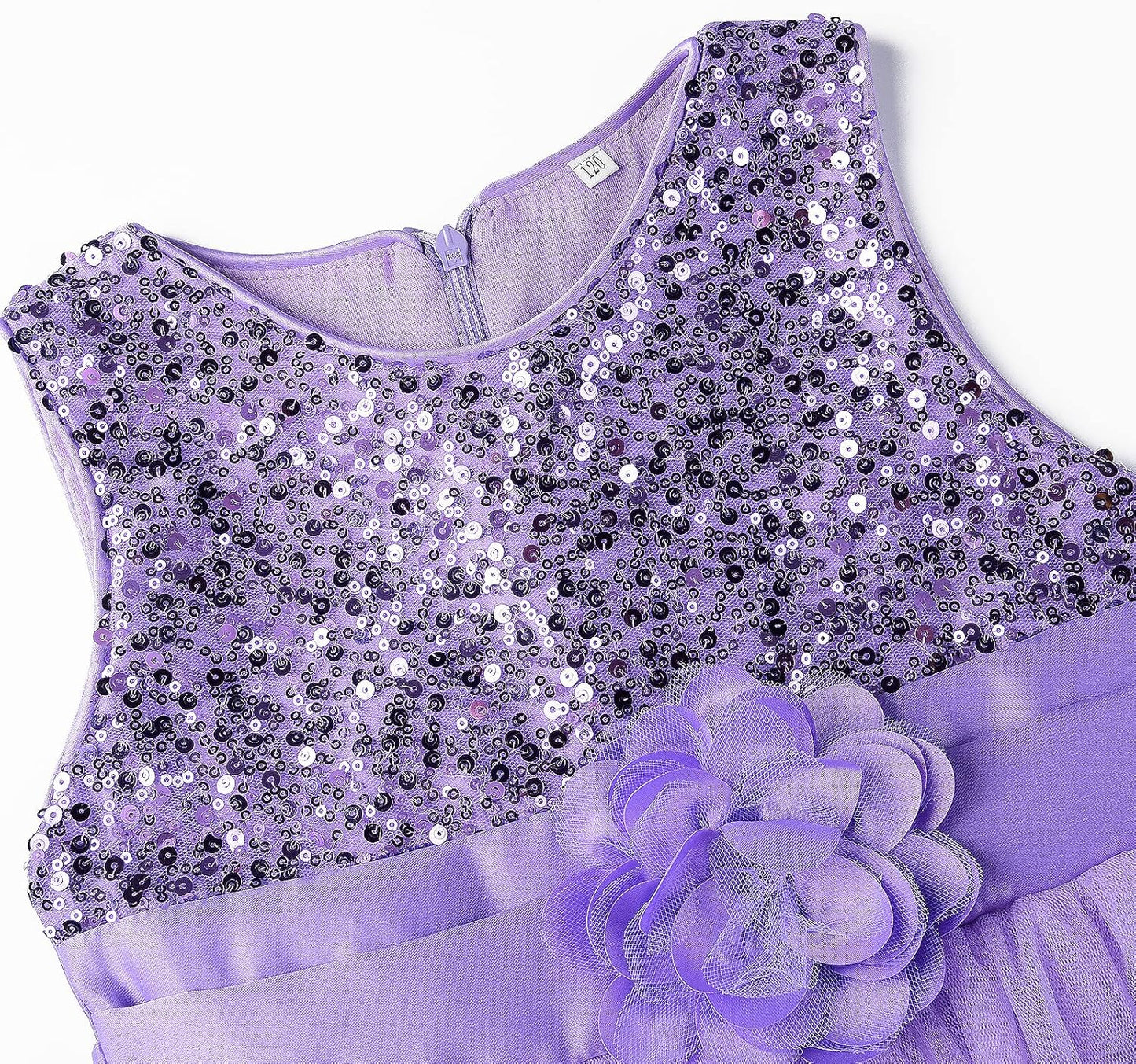 Sequin Sleeveless Tulle Mesh Flower Girl Party Dress