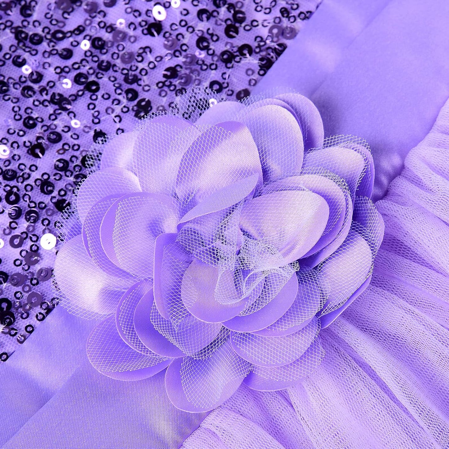 Sequin Sleeveless Tulle Mesh Flower Girl Party Dress