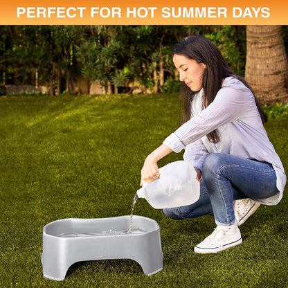 Extra Large Water Bowl for Dogs, Outdoor Dog Water Bowl (2.25 Gallon Extra-Large Capacity), Big Trough Style Food Dish for Indoors or Outside, No Spill Large Dog Bowls, Vanilla Bean