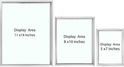Silver Floating Picture Frame for 11X14, 2-8X10, 4-5X7 Photos, Metal, Modern or Contemporary, Wall Mount