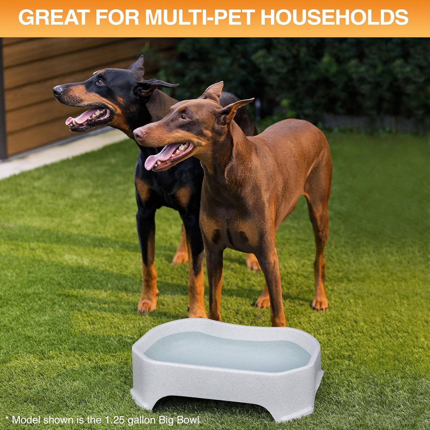 Extra Large Water Bowl for Dogs, Outdoor Dog Water Bowl (2.25 Gallon Extra-Large Capacity), Big Trough Style Food Dish for Indoors or Outside, No Spill Large Dog Bowls, Vanilla Bean