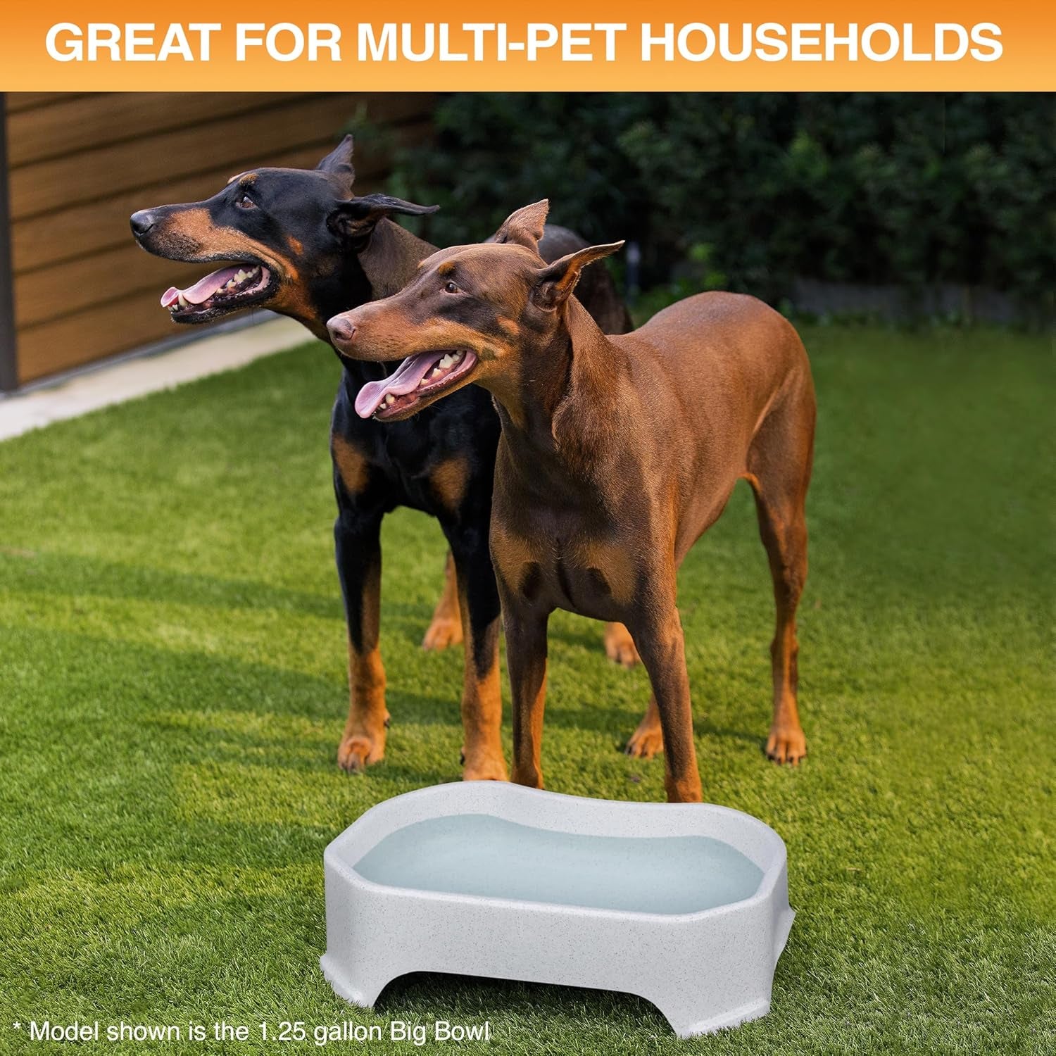Extra Large Water Bowl for Dogs, Outdoor Dog Water Bowl (2.25 Gallon Extra-Large Capacity), Big Trough Style Food Dish for Indoors or Outside, No Spill Large Dog Bowls, Vanilla Bean