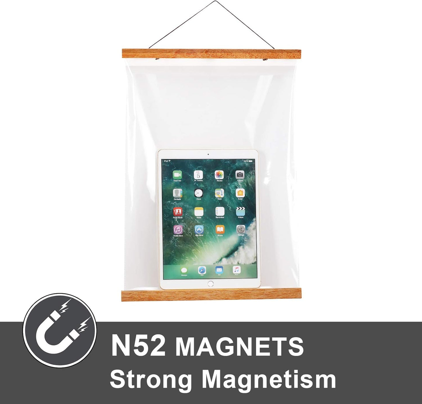 Magnetic Poster Hanger Frame, 24X36 24X30 24X16 24X18 Light Wood Wooden Magnet Canvas Artwork Print Dowel Poster Hangers Frames Hanging Kit (Teak Wood, 24")