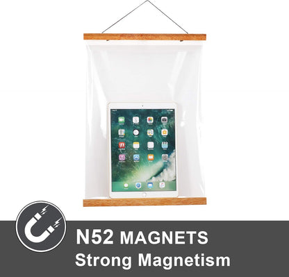 Magnetic Poster Hanger Frame, 24X36 24X30 24X16 24X18 Light Wood Wooden Magnet Canvas Artwork Print Dowel Poster Hangers Frames Hanging Kit (Teak Wood, 24")