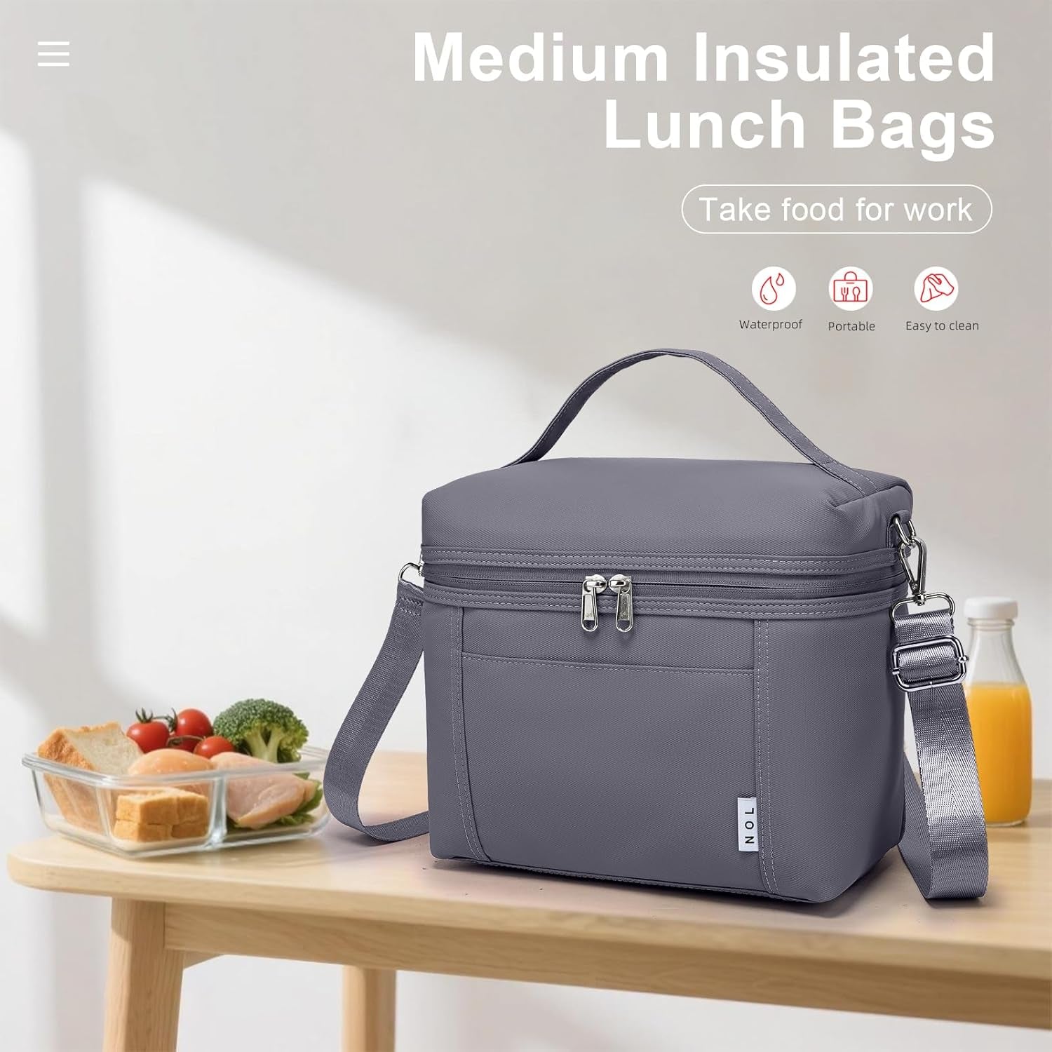 Insulated Lunch Bags for Women Cooler Bag Lightweight Nylon Waterproof Lunch Box for Work