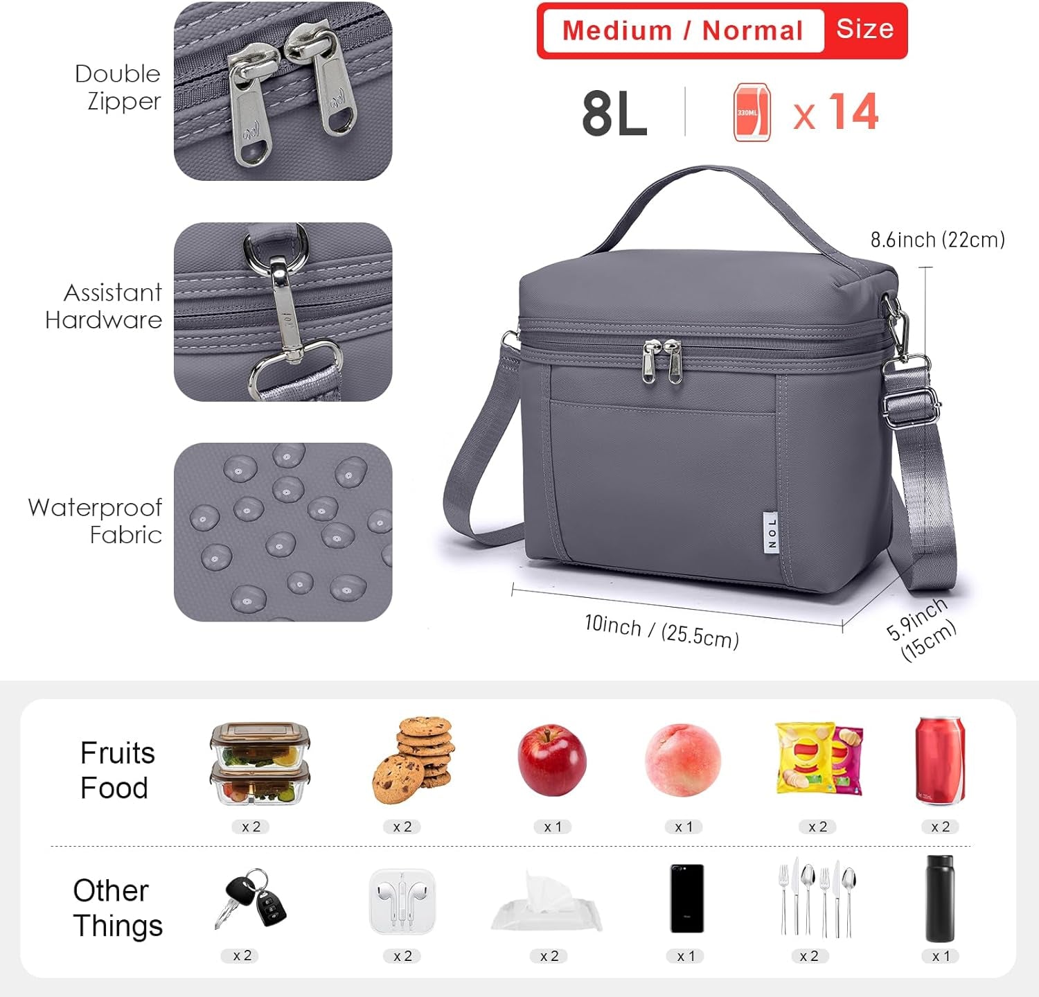 Insulated Lunch Bags for Women Cooler Bag Lightweight Nylon Waterproof Lunch Box for Work